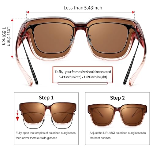 Image of URUMQI Polarized Sunglasses Fit Over Glasses Women Men UV400 Trendy Shades