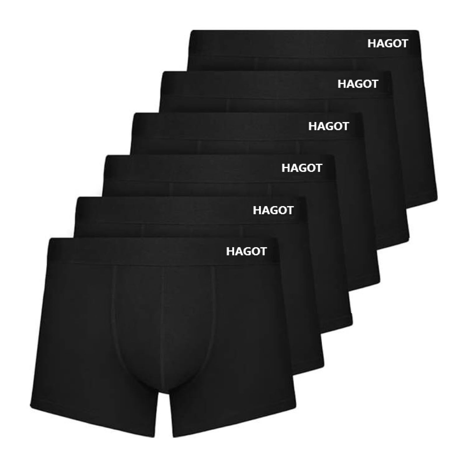HAGOT5/6-Pack Men's Boxers Shorts, Men's Stretch Boxers, Soft Boxer for Men, Comfort Men's Underwear, Black
