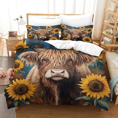 Housse de couette vache des Highlands antiacarienne zippée 1 place - 3
