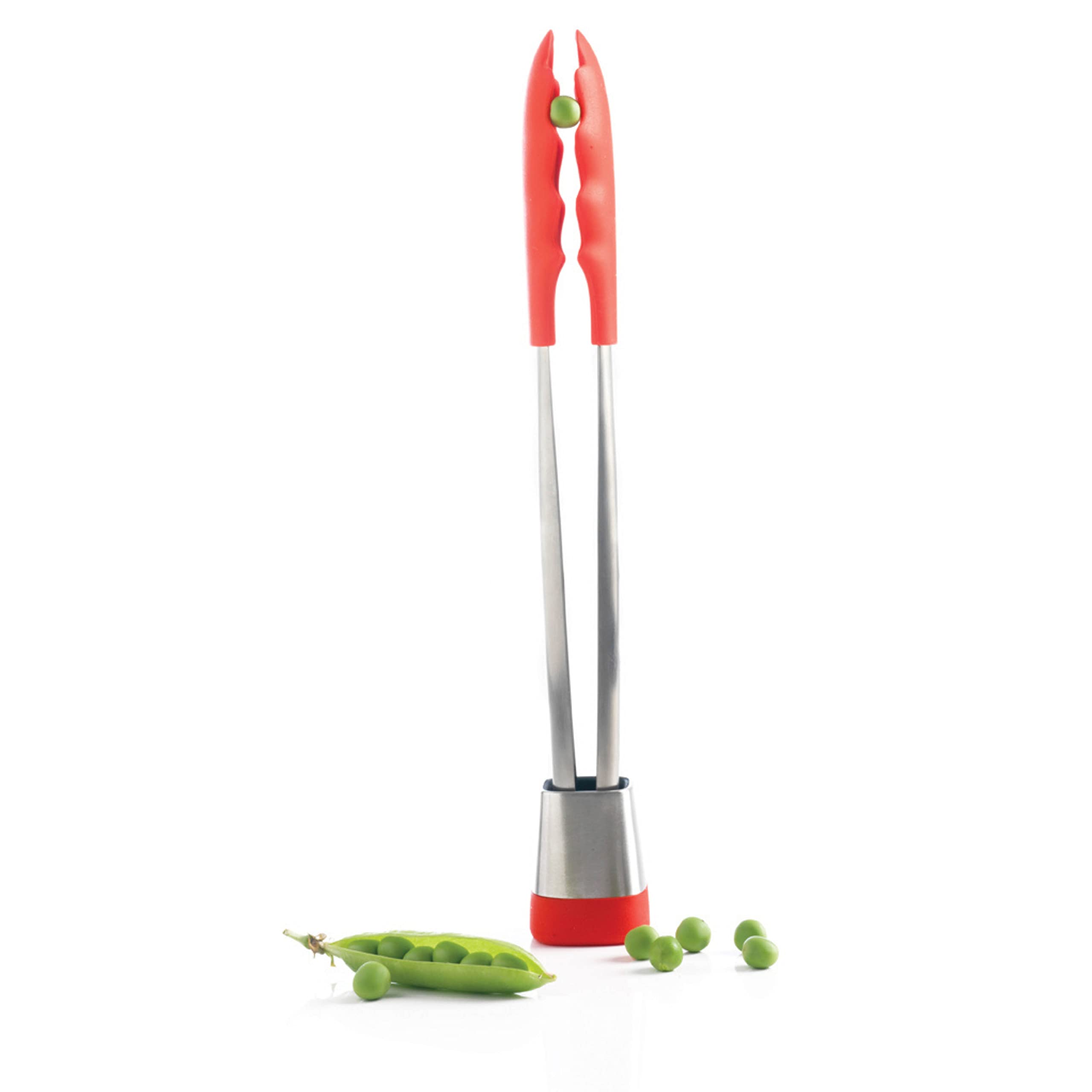 Mastrad - Pince De Cuisine - Multi-usages - Pince de Service - S'ouvre Et Se Ferme D'une Seule Main - Manche en Acier Inoxydable - Embouts en Silicone - Ne Raye Pas les Casseroles - 28 CM - Noire