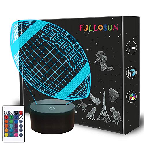 Football 3D Night Light, American Football 3D Illusion Lamp for Kids with Remote