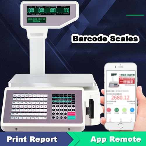 Báscula digital comercial con impresora y pantalla de poste 30 kg miniatura 7