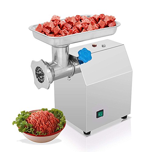 VEVOR Elektrischer Fleischwolf Edelstahl 270lbs/h,Wurstaufsatz 850w, Grinder 190RPM mit 2 Edelstahl Lochscheiben (6,8mm…
