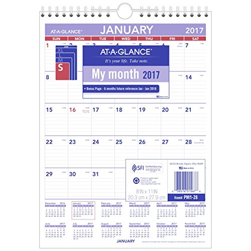 AT-A-GLANCE Wall Calendar 2017, Monthly, 8 x 11