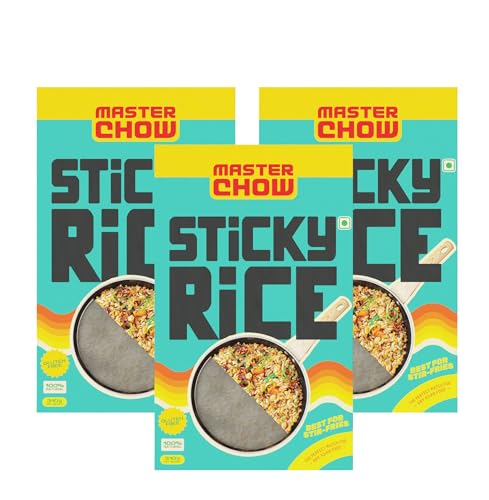 Image of Masterchow Sticky rice | Pack of 3 | Organic Local farm grown Rice (sticky) | Perfect of sushi roll | Japanese Rice | Gluten Free and perfect for healthy Snacking | 930 Gm