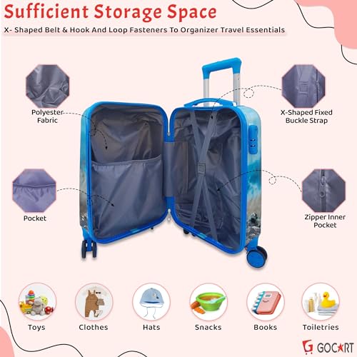 Image of GOCART WITH G LOGO Polycarbonate 360A Rotating Wheels with Carry Handle Kids Trolley Luggage Bag (Blue) (20 INCH)
