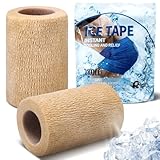 Geiserailie 2 Pcs Instant Cooling Ice Tape Self Sticking Compression Wrap Reusable Sport Ice Tapes No Refrigeration Needed Athletic Muscle Bandage for Pain Relief and Swelling (Skin Color,3 Inches)