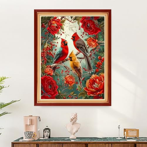 Image of Findvoor Stamped Cross Stitch Kits for Beginners Full Range of Cross Stitching Embroidery Pattern for Adults, 11CT DIY Needlepoint Embroidery Starter Kits-Colorful Birds 16x20 inch