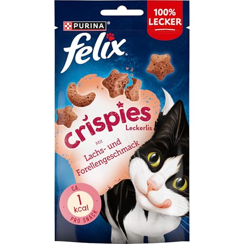 FELIX Crispies Katzensnack, Knusper-Leckerlie mit Lachs-und Forellengeschmack, 8er Pack (8 x 45g) FELIX Crispies Katzensnack, Knusper-Leckerlie mit Lachs-und Forellengeschmack, 8er Pack (8 x 45g)
