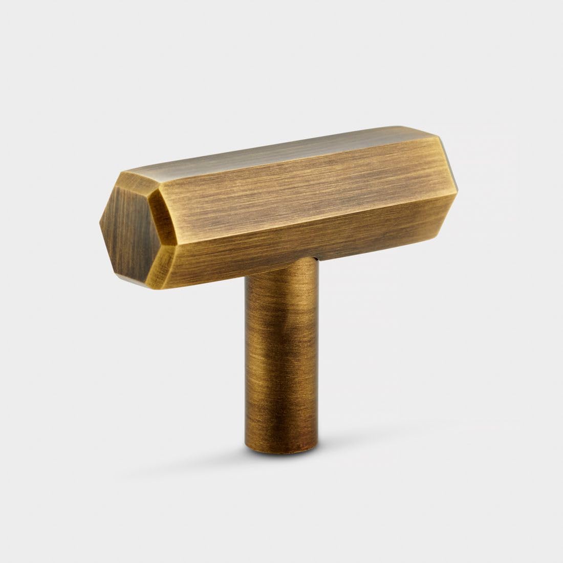 Pushka Home LTD Contemporary Hardware Solid Brass Hexagonal Cupboard Drawer Cabinet Door Knobs T Bar Handles and Pulls (Brass Antique Gold Hexagonal T-Bar)
