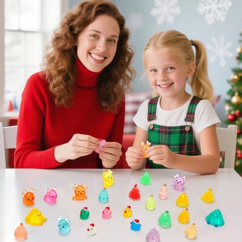 Image of JUNEBRUSHS 50 Pcs Luminous Christmas Mini Resin Figurines