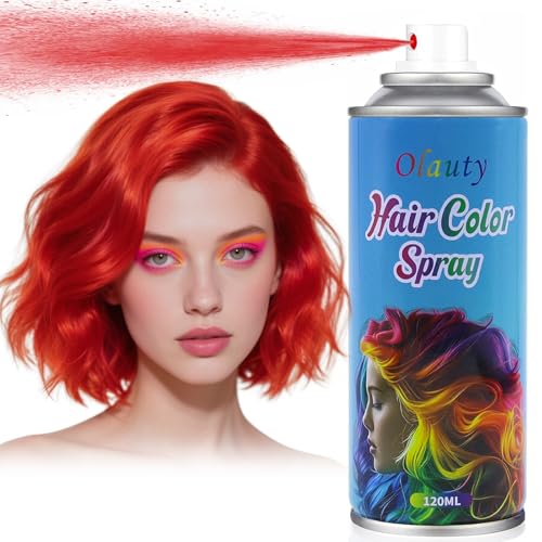 Red Hair Spray, Temporary Hair Color Spray for Kids Women, Red Hair Dye, Temporary Hair Dye, Washable Hair Color Wax Non-Sticky For Cosplay Party DIY, Halloween, Christmas (120ML)