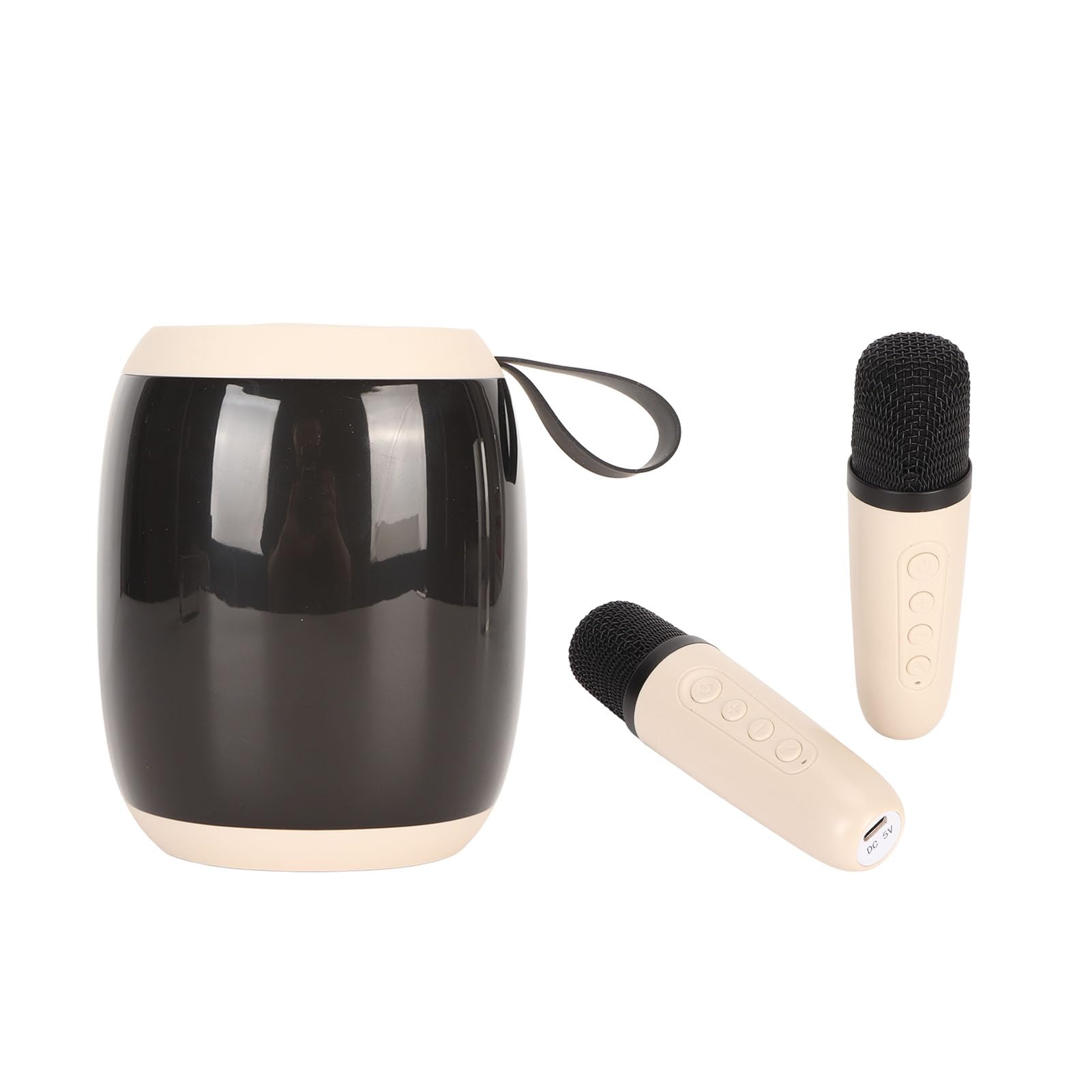 Mini Máquina de Karaoke, 66 Mm, 4 Ohmios, 10 Vatios, Sonido Envolvente de 360 ​​Grados, 5.0, Altavoces de Karaoke, 5 Efectos de Sonido, Karaoke en Casa en Interiores (Blanco)