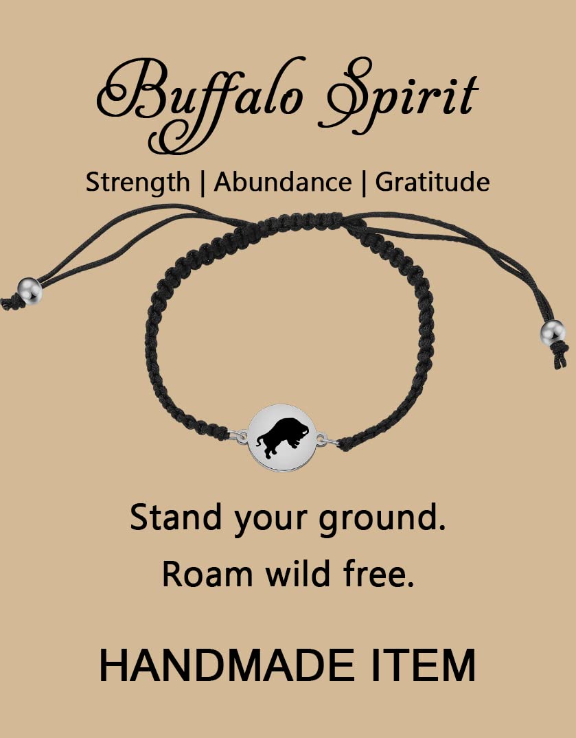 MAOFAED Buffalo Gift Buffalo Spirit Strength Abundance Gratitude Buffalo Bracelet for Men Women