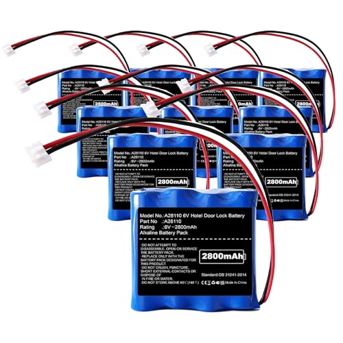 Nzzz 10PCS Replacement SAFLOK A28110 6V Hotel Door Lock Battery Fits 884952, A28110, A28100, DL-12/4, HTL-11/13, Intellis, MT