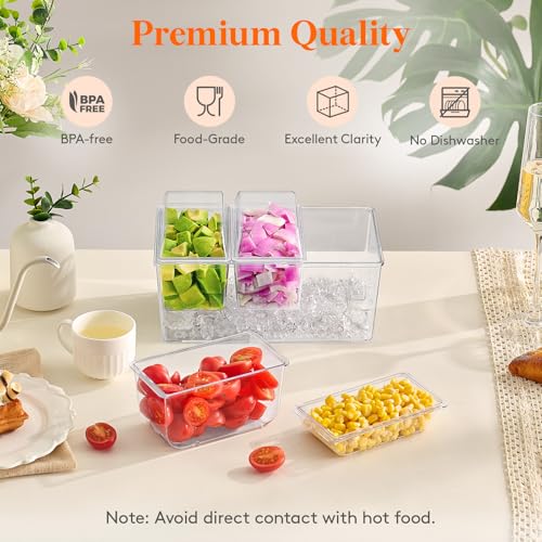Image of Lifewit Condiment Caddy, Garnish Serving Tray Platter for Mimosa Bar Accessories (without Accessories, 3 Containers)