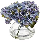 Nearly Natural 1356-BL Blooming Hydrangea with Vase, Blue