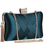 Tanpell Women's Evening Clutch Bags Silk Satin Party Handbags Bridal Wedding Purses with Tassel Pend