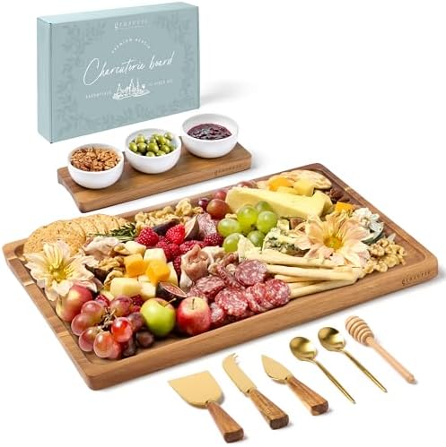 Charcuterie Boards Set - Acacia Cheese Board for Serving with Acc...