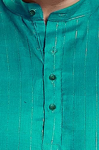 Image of DIVISIVE Men's Self Zari Line Cotton Blend Slim Fit Kurta Pyjama Set