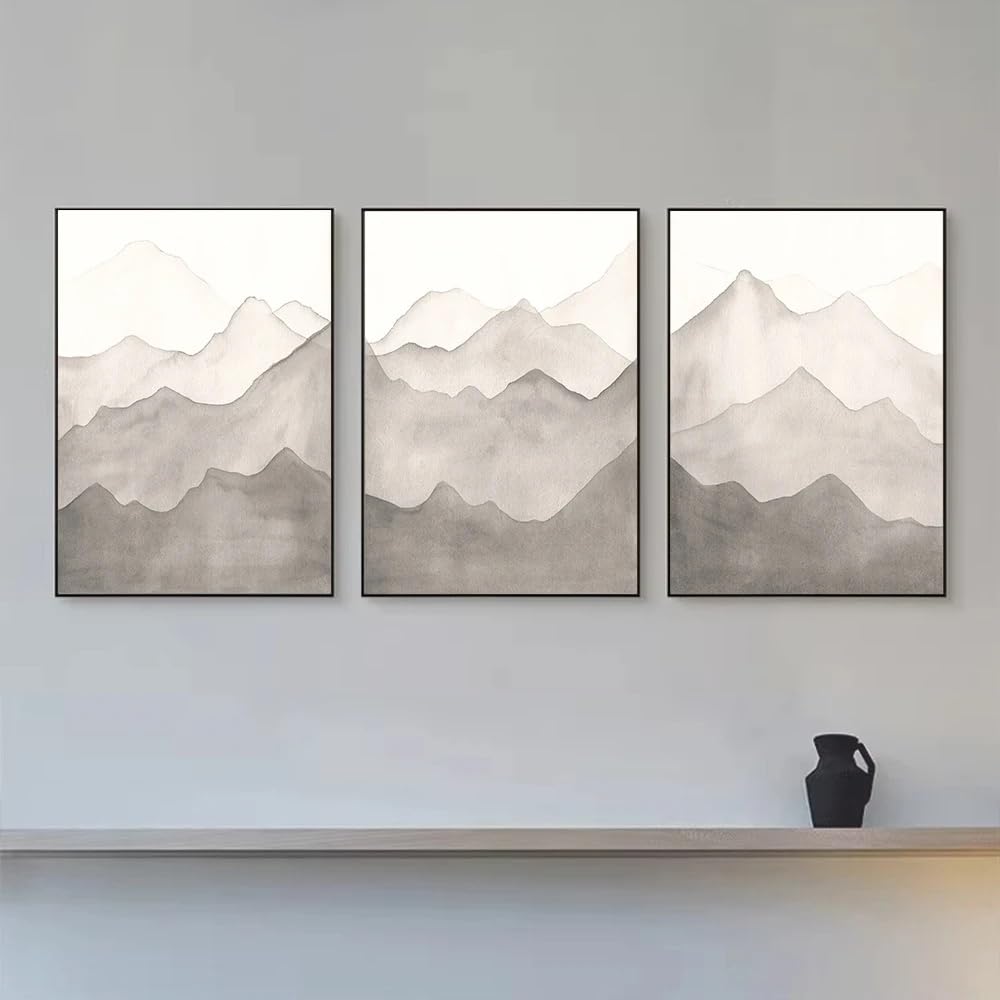 WUHBCZ Art Pictures-Abstract Art Prints Ink Landscape Scenery, Canvas Painting Pictures for Lving Office Dining Room Porch Sofa Background Bedroom Decor-50 * 70cm/3PCS (No Frame)