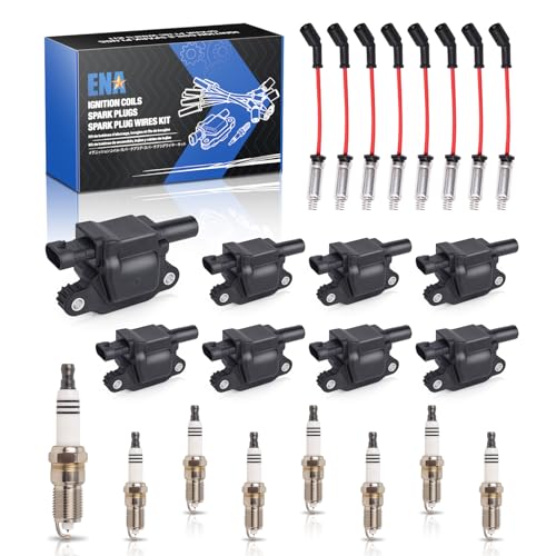 ENA 8 Pack UF413 Ignition Coil 41962 Spark Plug and 48322R Wires Set for 5.3 6.0 6.2 Compatible with Buick Cadillac Chevrolet GMC Hummer Escalade Express Savana 2500 5.3L 6.2L 6.0L 4.8L for 12570616