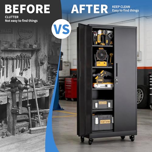Image of Metal Storage Cabinet for Garage, Tool Cabinet, Utility Cabinet