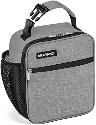 MAZFORCE Original Lunch Box Insulated Lunch Bag - Food Safe Durable Lunchbox for Men - BPA Free Small Reusable Lunch Bags for Adults, Teens, Boys, Women (Gray)