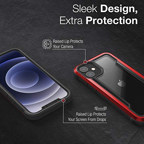 Image of X-Doria Raptic iPhone 12 Mini Case, Shield (Anodized Aluminum, TPU & Polycarbonate) Protection Case /Cover Designed for iPhone 12 Mini 5G (5.4-inch) (2020) (Military Drop Tested) - Red