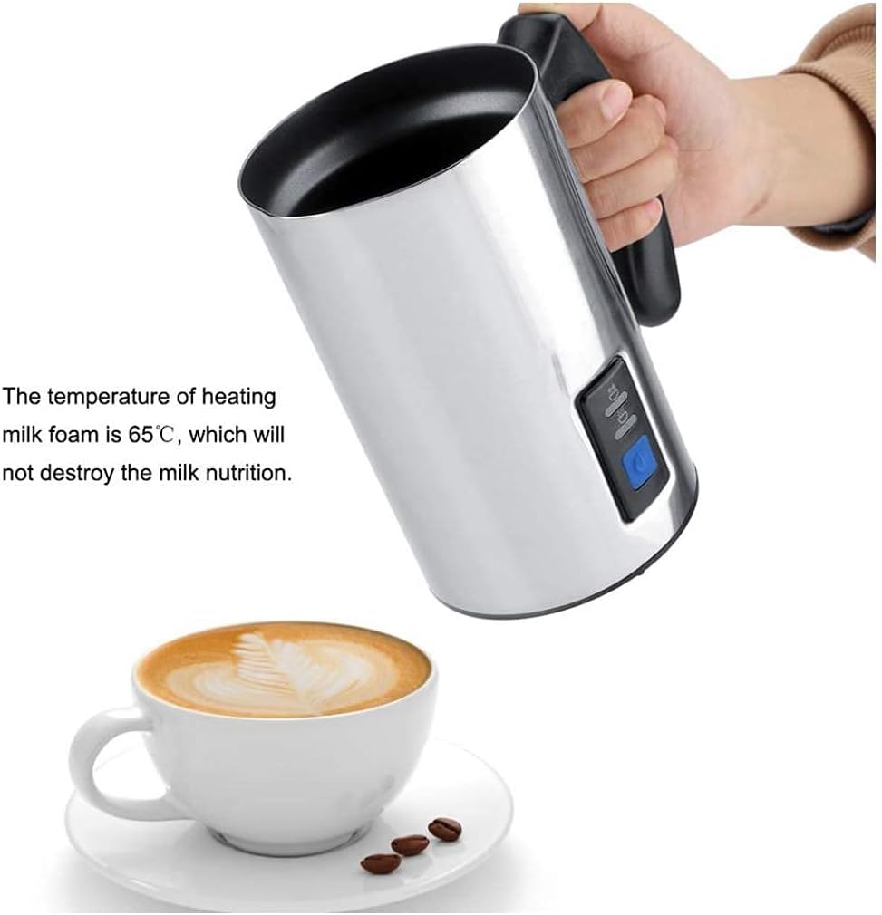 Milk Frother Electric Milk Steamer Automatic Soft Foam Maker Cold Hot Milk Warmer Silent Operation for Cappuccino, Latte, Coffee, Silver