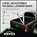 Elevate Outdoor Adjustable Aluminum Ladder Rack, Universal Pickup Track Bed Mount with Telescoping Legs, No Drill Clamp-On Install, 250 Lb Capacity