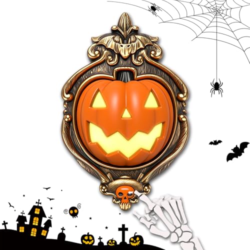 Timbre de puerta de Halloween, decoración de timbre de puerta espeluznante, decoración de calabaza, timbre, exterior, bruja de miedo, accesorio decorativo para fiestas, casa embrujada, decoraciones de