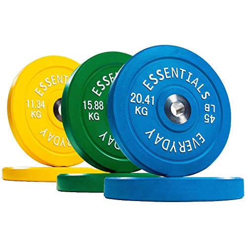 BalanceFrom Everyday Essentials Color Coded Olympic Bumper Plate Weight Plate with Steel Hub, 210 lbs Set