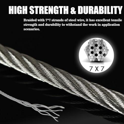 Cable de avión de 7x7 hebras de acero inoxidable con 10 fundas de aluminio 2