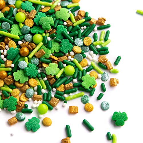 Sweets Indeed Sprinklefetti - St. Patricks Day Sprinkle Mix - Sprinkles for Baking - Shamrocks, Clovers - 6.5 ounce