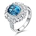 LP LOHASPIE Anillos de promesa para mujeres plata de ley 925 Engaste Cojín Piedra preciosa natural Londres Topacio azul Anillo de piedra natal elegante Joyería fina (Topacio Azul Londres, US Size 7)