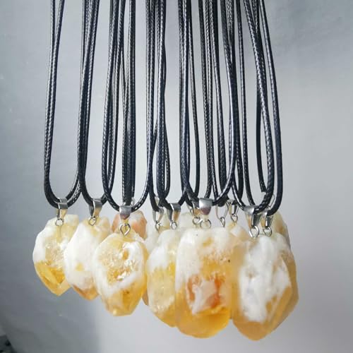 Wholesale 50-Pack Natural Crystal Pendant Citrine Raw Stone Necklace Bulk Jewelry, Yellow Crystal Quartz - Wholesale Items for Boutique (50PCS Citrine)4
