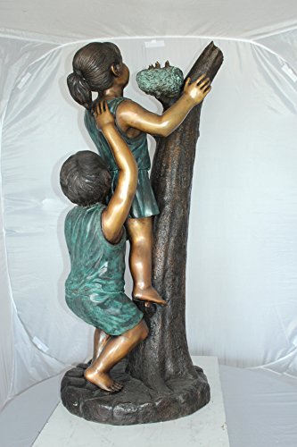 Estatua de bronce niños trepando árbol 17x17x46 pulg miniatura 6
