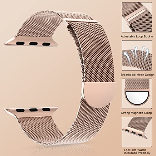 Marge Plus For Apple Watch Band Series Ultra 8 7 6 5 4 3 2 1 Se 38Mm 40Mm 41Mm 42Mm 44Mm 45Mm 49Mm Women And Men, Stainless Steel Mesh Loop Magnetic Clasp Replacement For Iwatch Bands (41Mm/40Mm/38Mm, Champagne Gold). #TOP2