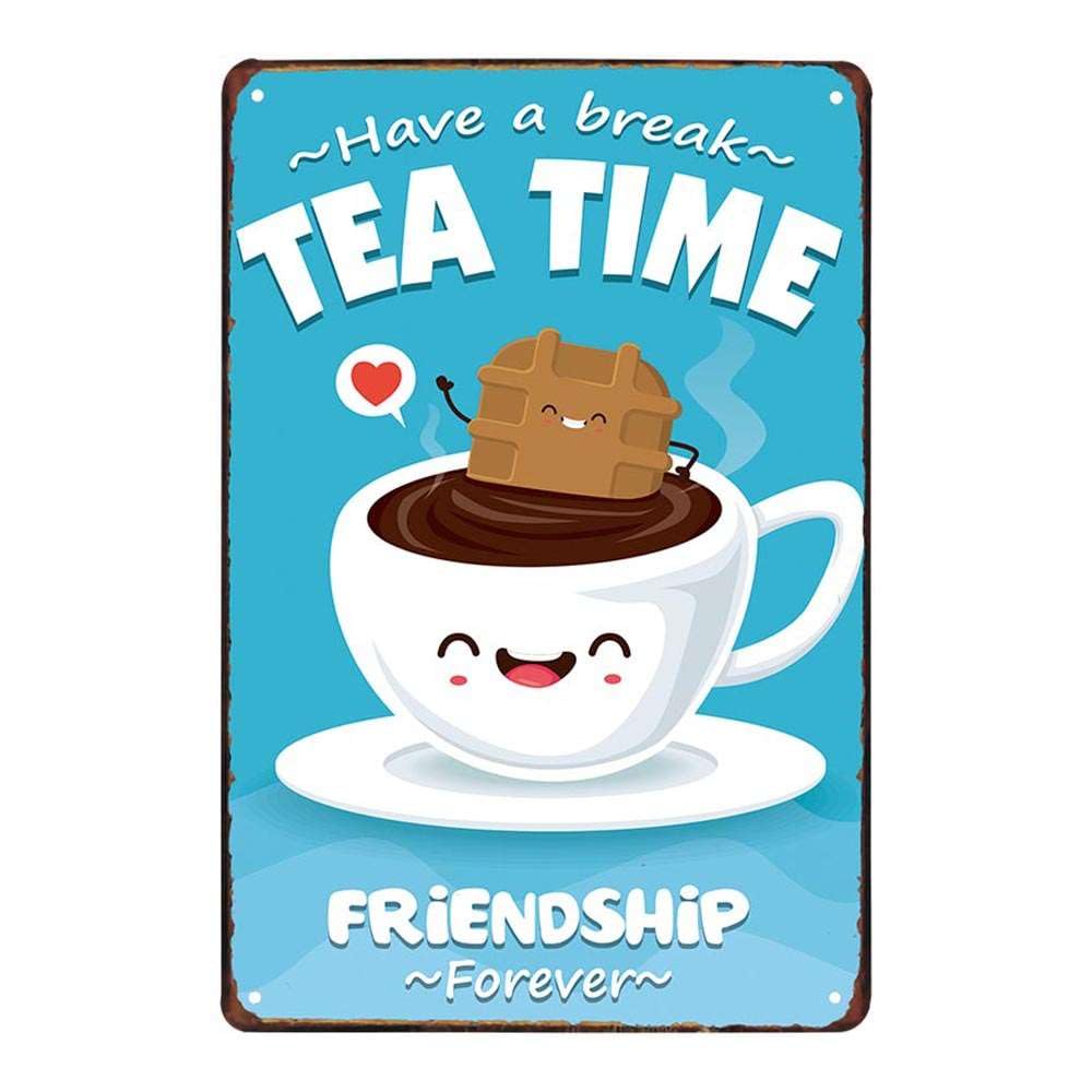 Funny Coffee Quote - Metal Tin Sign Retro Vintage Plaque Set of 4