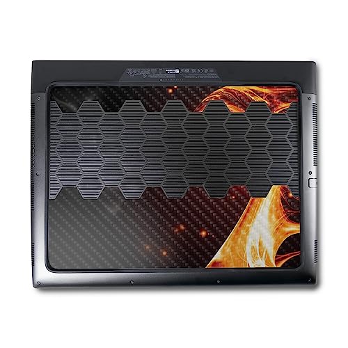 Image of MightySkins Carbon Fiber Skin Compatible With Alienware M18 R1 (2023) Full Wrap Kit - Flaming Dragon | Protective Durable Textured Carbon Fiber Finish | Easy To Apply & Change Styles | Made in the USA