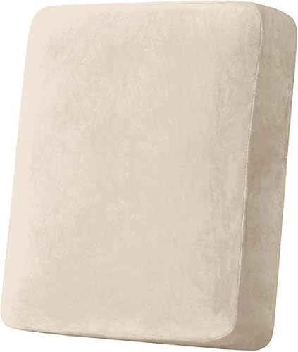 Funda de cojín de terciopelo elástico para sofá, 1 pieza, funda elástica lavable para asiento o respaldo, funda de asiento para sofá (marfil)