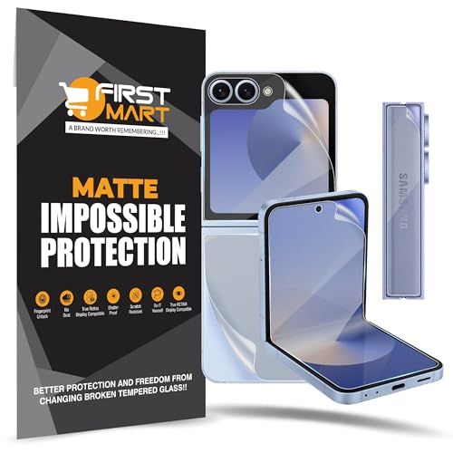 Image of FIRST MART Front and Back Matte Screen Protector for Samsung Galaxy Z Flip 6 / Z Flip6 with Installation Kit | TPU Anti-Glare Membrane, Fingerprint Working, Bubble-Free| Edge to Edge Coverage