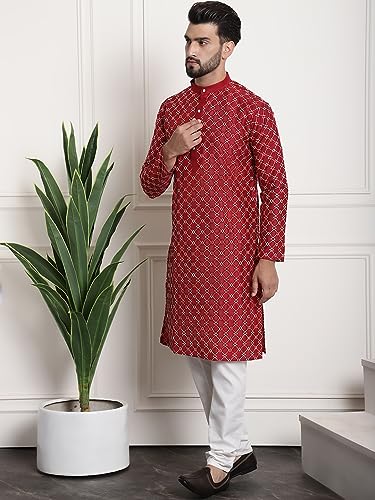 Image of SOJANYA (Since 1958 Men's Silk Blend Kurta and Pyjama with Nehru Jacket