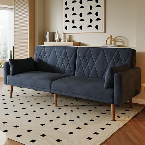 BLUON HOME Sofás, sofás y sofás, sofá en la nube, sofá pequeño, sofá de dos plazas, sofá cama con función de dormir, sofá cama de tela de terciopelo, adecuado para salón, dormitorio, cine en casa