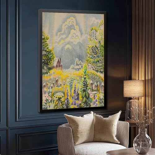 Impression sur toile 40x61cm tableau jardin fleurs nuage Burchfield