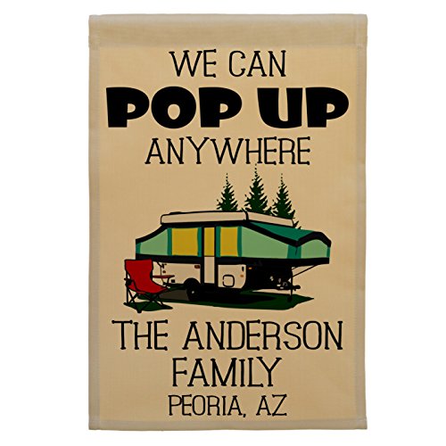 We Can Pop Up Anywhere Pop-up Camper Personalized Campsite Flag, Customize Your Way