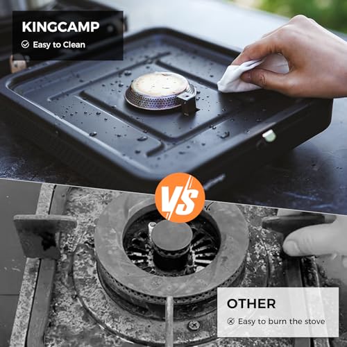 KingCamp 2 Burner Camping Stove,Portable Folding Stove with 20000 BTU,Backpacking Camp Stove for Outdoor Cooking,2 Adjustable Burners & Piezo Ignition for BBQ Hiking Backpacking Camping - Image 6