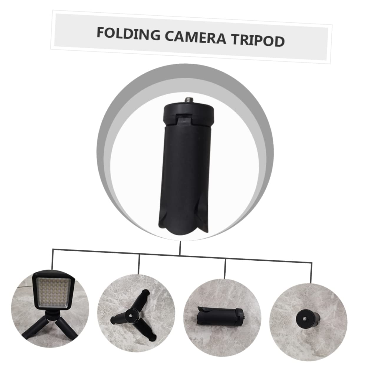 Homoyoyo Treppiede da Tavolo Pieghevole 4 Pezzi per Smartphone e Fotocamera, Attacco 1/4", Abs Nero