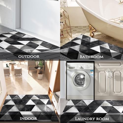 Alfombra pequeña entrada casa GDJSMIN estilo azulejos de mármol decorativa para cocina y salón 7